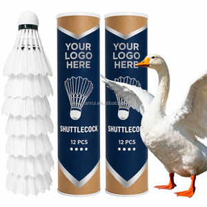 Volant de badminton en plumes d'oie de haute qualité et durable, personnalisable avec logo sur la tête, idéal pour l'entraînement - Product Image 1