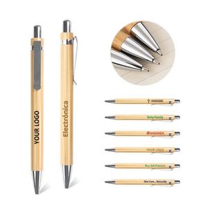 Stylo bille en bambou écologique personnalisé avec logo gravé, cadeau d'entreprise, stylo personnalisé pour le bureau - Product Image 1