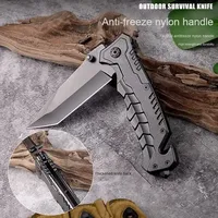 Couteau pliant multifonctionnel en acier inoxydable portable pour barbecue, survie d'urgence, brise-vitre, lavable au lave-vaisselle, pour droitiers