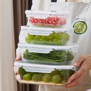 PrepNaturals 5個セット 34オンス 角型ガラス製ミールプレップ容器 液漏れ防止 食洗機/電子レンジ/冷凍庫/オーブン対応 キッチン用 - Product Image 4