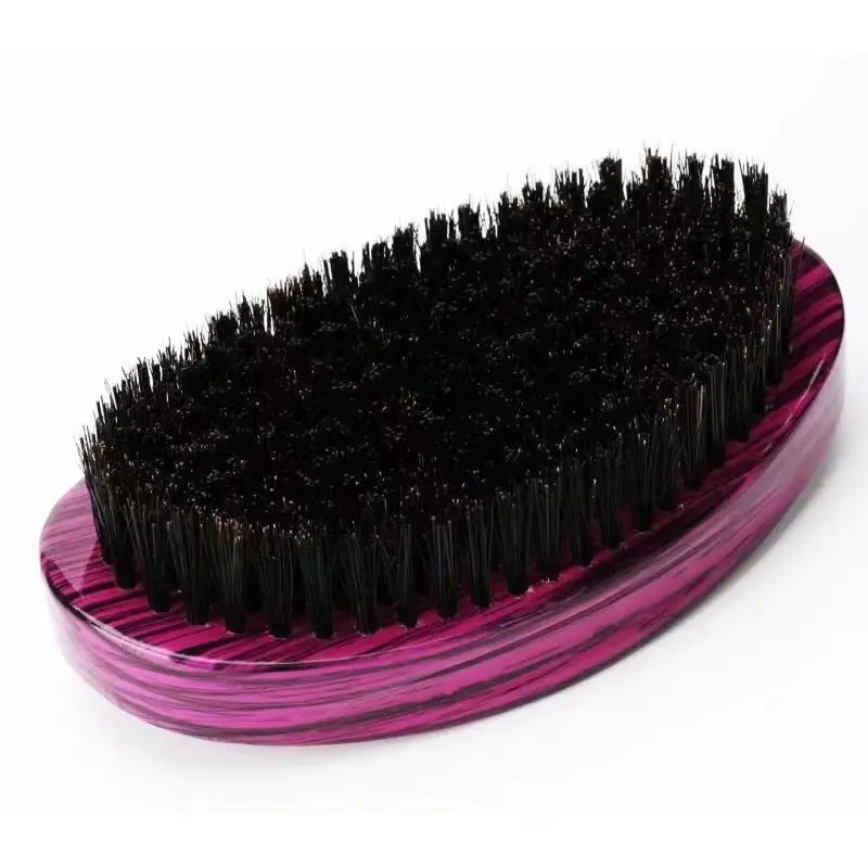Customized Processing Soft Boar Bristle Arc Curved Beard Hair Brush Solid Wood Hard 360 Wave Curve Beard Brush For Men