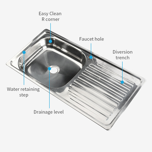 Évier de cuisine moderne K7540SA en acier inoxydable fait main avec égouttoir intégré pour restaurant et buanderie extérieure - Product Image 5