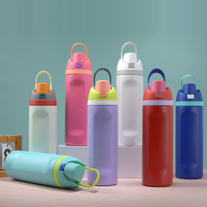 Bouteille de sport en acier inoxydable MM à double paroi sous vide avec paille, tasse isolée grande capacité, portable pour l'extérieur, avec couvercle rabattable - Product Image 2
