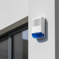 Sirène d'alarme extérieure filaire 128 dB avec batterie de secours, IP45, 50 W, durable, certifiée CE, en ABS, lumière stroboscopique sonore, bleu/rouge/orange