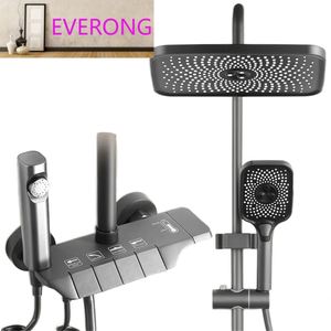 Set Doccia Moderno di Lusso con Effetto Pioggia, Miscelatore Termostatico a 5 Maniglie per Acqua Calda/Fredda, Soffione Doccia Quadrato con Getti Morbidi/Intensi/Pluviometrici - Product Image 4