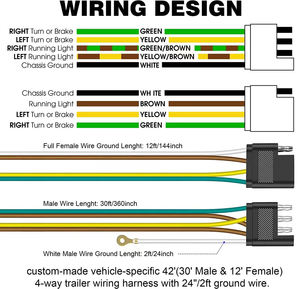 4 针拖车灯条和尾门 LED 灯扁平 Y 型分线器插头 PVC 绝缘，适用于汽车使用 - Product Image 5