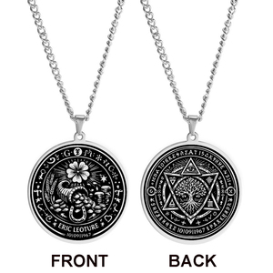 Collier en acier inoxydable <span class=keywords><strong>ERIC</strong></span> LEOTURE Symboles mystiques de l'abondance, porte-bonheur, hexagramme, yeux magiques, amulette, talisman arbre, bijoux - Product Image 1