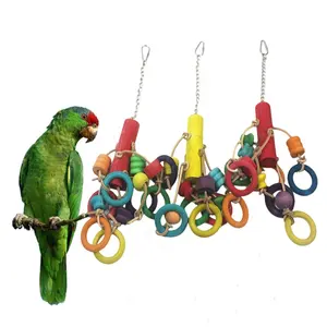 OF High Quality Bird Cage Accessories Wooden Small Medium Bird Parrot Swing Climbing Chewing Toy