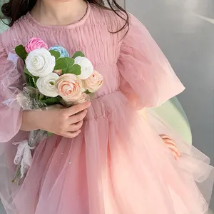 Baby Girls Sweet Pink Birthday Party Dress Custom Made Flower Girl Dresses Wedding Kids Tulle Dresses
