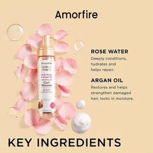 2022 Amorfire Arganrro Professional โลโก้ส่วนตัวนุ่ม Defined และจัดการ Curls จัดแต่งทรงผม Foaming Mousse ผู้หญิง