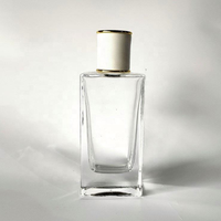 Flacon de parfum rectangulaire en verre avec bouchon compte-gouttes, surface transparente, capacité 30 ml, flacon pulvérisateur en verre transparent, flacon de parfum avec bouchon à vis.