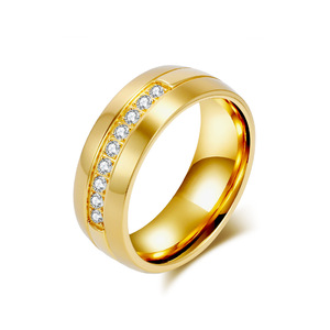 <b>Titanium</b> Steel Diamond <b>Ring</b> Gold Black Silver Unisex Engagement Jewelry Channel Setting Geometric Shape Fashion <b>Rings</b> - Product Image 5