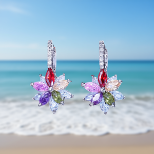 Orecchini Pendenti Blu Mare E340 con Cristalli e Strass, Gioielli Romantici da Donna per Feste - Product Image 2