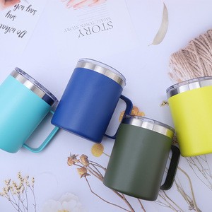 Gobelet isotherme en acier inoxydable XK-171 à double paroi, tasse à café portable avec poignée, finition peinte - Product Image 1