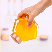 Botol Kaca Heksagonal Grosir untuk Madu 180ml 360ml 720ml Botol Madu/Sirup Terbaik dengan Tutup Logam