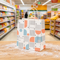 Emballage en papier kraft biodégradable et recyclable, respectueux de l'environnement, avec logo personnalisé et impression à l'écran pour les cadeaux de supermarché