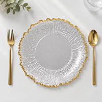 Assiettes de présentation de 13 pouces pour mariage, or, argent, blanc, en gros, décoratives, pour fêtes, dîners, hôtels, traiteurs
