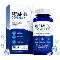 Phytocéramides en vrac 700mg en capsules avec acide hyaluronique, biotine 2500mcg, silice végétale, supplément hydratant pour la peau, OEM