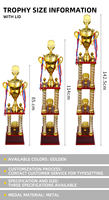 Nouveau trophée en métal de prix de sports de football multicouche de conception unique grand avec tasse haute de base en bois de logo personnalisé