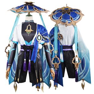 Disfraces de Anime para Halloween para Mujer del Juego Genshin Impact, Cosplay de Fatui <span class=keywords><strong>Scaramouche</strong></span> El Baladista, El Errante Kunikuzushi con Uniforme y Peluca - Product Image 3