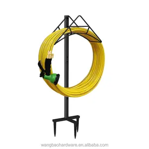 Easy Install Free Standing Decorative Coiled Garden Hose Stand Metal Storage Water Hose Reel Pipe Holder Rack Stand