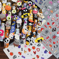 TSZS Lindas Pegatinas de Uñas de Halloween 5D Autoadhesivas con Diseño de Calabaza, Fantasma, Telaraña y Calavera para Decoración de Uñas DIY en Fiestas