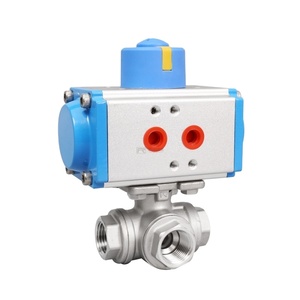 In acciaio inossidabile 3 vie T/L valvola a sfera regolatore pressione acqua taglio rapido attuatore pneumatico filettato strumenti idraulici OEM FURUI - Product Image 1