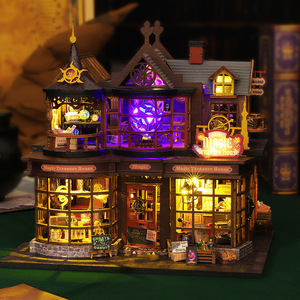 Kit <span class=keywords><strong>de</strong></span> <span class=keywords><strong>maison</strong></span> miniature en bois à assembler soi-même Magic House Book Nook avec lumières LED, modèle <span class=keywords><strong>de</strong></span> scène <span class=keywords><strong>de</strong></span> livre, décoration <span class=keywords><strong>de</strong></span> bureau - Product Image 3
