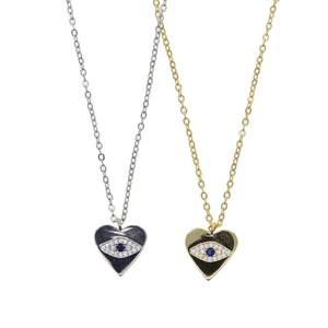 Collier pendentif cœur en métal œil du diable, bijoux neutres pour femmes et filles - Product Image 2