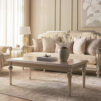 Canapé 3 places de luxe antique en bois massif sculpté, style Champagne Français, avec revêtement en tissu et rembourrage en éponge, pour salon