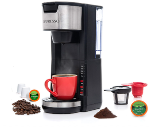 Cafetière à tasse unique compatible K-Cup Pod <span class=keywords><strong>et</strong></span> café <span class=keywords><strong>moulu</strong></span> adapté aux tasses de voyage, bac d'égouttement réglable, noir - Product Image 1