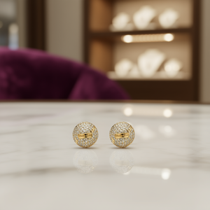 Pendientes de Bola de Oro Blanco E4808 con Cristales de Estrás, Microincrustaciones, Joyería de Moda Unisex - Product Image 2