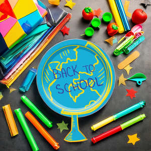 DAMAI - Juego de Vajilla Desechable para Fiestas Infantiles de Regreso a la Escuela, Mochila, Regla, Lápiz, Servilletas de Papel, Vasos, Platos - Product Image 2