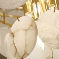 Lustre circulaire en albâtre de grande taille pour projet d'ingénierie, suspension LED circulaire empilée de luxe pour hall d'hôtel, escalier, intérieur