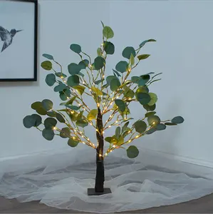 60cm 36 Led veilleuse à piles ornement de pièce feuille d'eucalyptus Mini Led fée bricolage bureau bonsaï arbre lumière