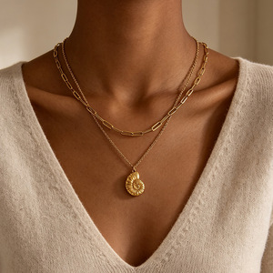 <span class=keywords><strong>Collier</strong></span> croix Ankh multicouche plaqué or 18 carats en gros, chaînes superposées, étanche, pendentif croix personnalisé en acier inoxydable - Product Image 5