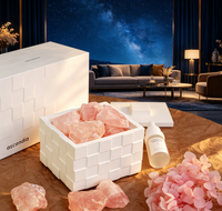 Ensemble diffuseur d'arômes Ascendia Luxury Crystal Salt, sel de l'Himalaya naturel, écologique, carré, huile essentielle, parfum d'intérieur, coffret cadeau