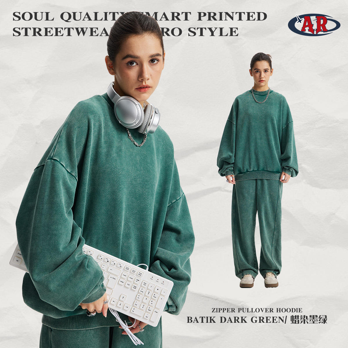 E08เสื้อสเวตเตอร์-กระบองสีเขียวเข้ม