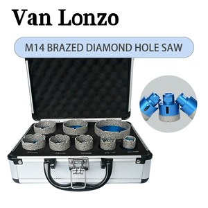 Jeu de 8 forets diamantés brasés M14 Van <span class=keywords><strong>Lonzo</strong></span> 20-68mm certifiés CE pour perçage à sec et humide, idéal pour carrelage, marbre, granit, quartz - Product Image 1