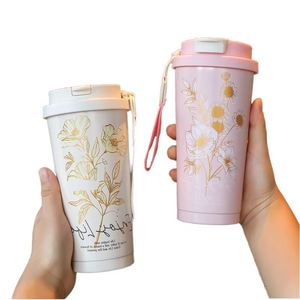 Wholesale Custom Fashion Logo Design Printed Gift Stainless Steel Coffee Vacuum Thermos <b>Bottle</b> Cup Mug With - Product Image 1