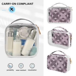 Trending Products Clear PVC 2 sets Cosmetic <b>Case</b> With Purple Floral Pattern Zipper Closure Portable <b>Makeup</b> Bag For Travel Women - Product Image 3