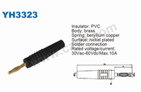 Connecteur mâle banane plaqué or en laiton de 2 mm avec isolateur noir et vis – Prix de gros