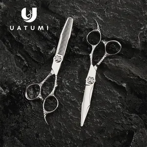 Uatumim Tesoura de corte de cabelo profissional de 6,0 polegadas, conjunto de ferramentas de aço 9CR13 importadas do Japão