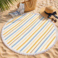 Newest Design Custom Organic Multi-pattern Fashion logo Super Comfortable Printed Microfiber Cotton Round Beach Towels with Bag
