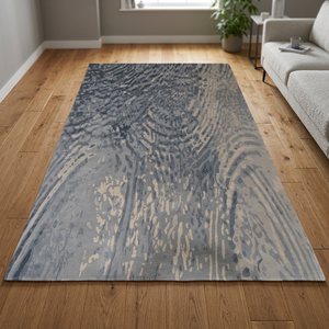 Tapis en laine moderne abstrait tufté à la main, antidérapant, à poils fins et moyens, gris, beige, anthracite, sur mesure, de luxe, pour salon et chambre - Product Image 2