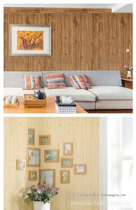 Carta da Parati PVC Autoadesiva 3D Effetto Legno, Pannelli Murali Antiurto con Motivi Geometrici Caldi per Camera da Letto e <span class=keywords><strong>Hotel</strong></span> - Product Image 2