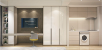 Ensemble de meubles pour appartement studio moderne ATWOKA avec lit, armoire, bureau et cuisine compacte