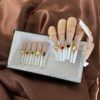 Presse sur les ongles vendeur en gros conception personnalisée luxe XXXL longs ongles français conseils faux acrylique 100% ongles faits à la main presse sur