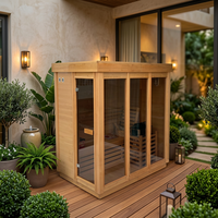 Sauna extérieur moderne en bois massif de pruche, sur mesure, avec poêle, chauffage, vapeur sèche, salle de spa, taille personnalisée