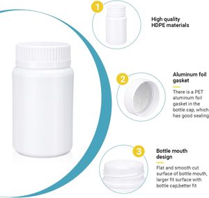 ขวดพลาสติก HDPE สีขาว ขนาด 175 ซีซี ปากกว้าง สำหรับบรรจุยา ยาเม็ด วิตามิน อาหารเสริม ฝาเกลียว ป้ายกำกับแบบกำหนดเอง ได้รับการรับรองมาตรฐาน ISO - Product Image 2